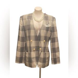 Vintage checkered Double-Breasted Blazer – A Retro Must-Have!